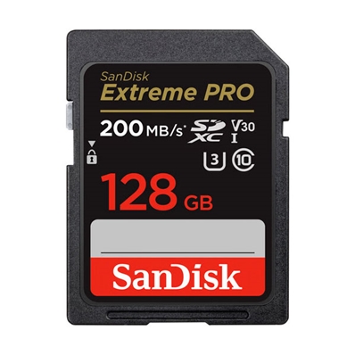 SANDISK SDSDXXD-128G-GN4IN Tarjeta V30 SDXC Extreme PRO UHS-1 (3) clase 10 de 128GB 200MB/s.