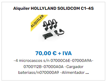 Alquiler HOLLYLAND SOLIDCOM C1-4S