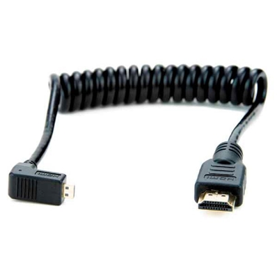 ATOMOS Cable espiral acodado 30-45 cm Micro HDMI a HDMI.
