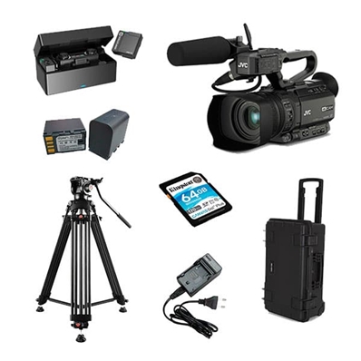 MQV Kit de cámara JVC, micrófono Lark150 y accesorios para entrevista