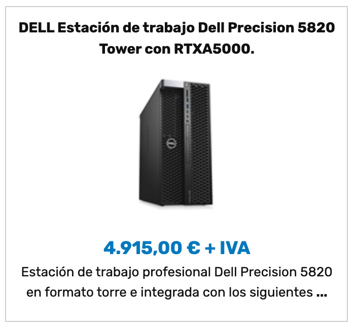 DELL Estacin de trabajo Dell Precision 5820 Tower con RTXA5000