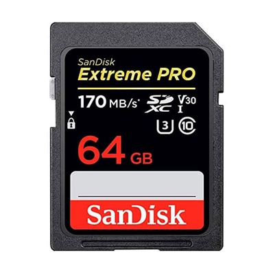 SANDISK SDSDXXY-064G-GN4IN Tarjeta V30 SDXC Extreme PRO UHS-1 (3) clase 10 de 64GB 170MB/s.