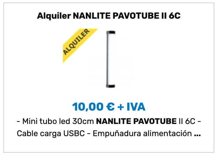 Alquiler Nanlite Pavotube II 6C