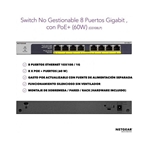 NETGEAR GS108LP-100EUS Switch 8 puertos 1GB Ethernet con PoE+(60W)
