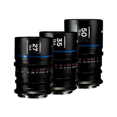 LAOWA NANOMORPH S35 (Azul) Kit 3 lentes anamórficas 27mm T2.8| 35mm T2.4| 50mm T2.4 montura E