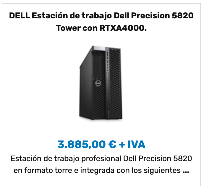 DELL Estacin de trabajo Dell Precision 5820 Tower con RTXA4000