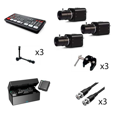 MQV Kit 3 mini cámaras HD-SDI y mezclador Atem SDI