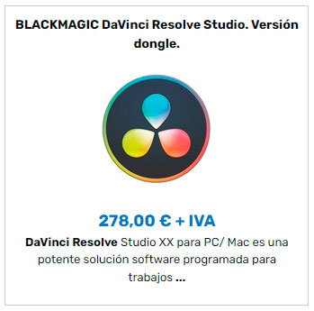 BLACKMAGIC DaVinci Resolve Studio. Versin dongle.